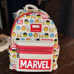 Loungefly Marvel Kids' Backpack with Red and White Superhero Faces